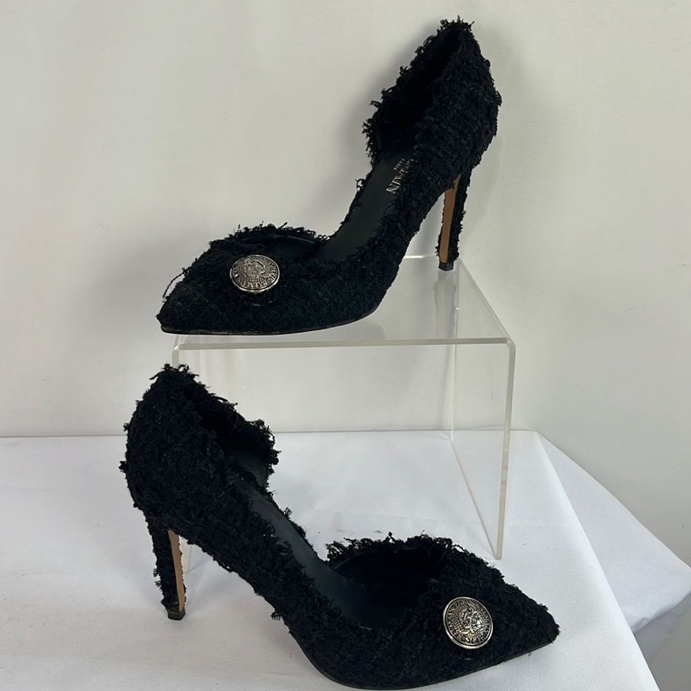 Balmain Black Tweed Pumps